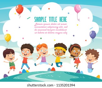 Vector Illustration Of Cartoon Children