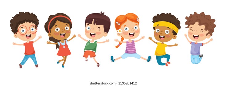 Vector Illustration Of Cartoon Children