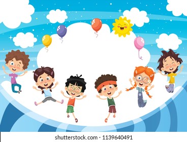 Vector Illustration Of Cartoon Children