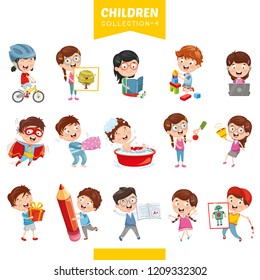 Vector Illustration Of Cartoon Children