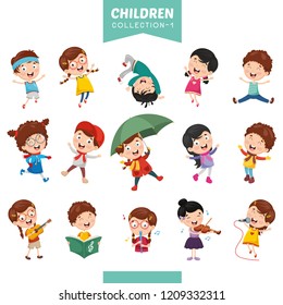 Vector Illustration Of Cartoon Children