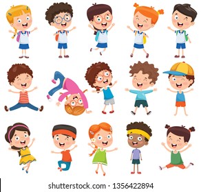 Kids Study Together Happy Vector Illustration Stock Vector (Royalty ...