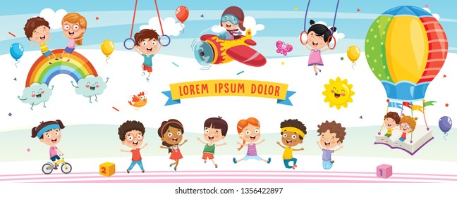 Vector Illustration Of Cartoon Children