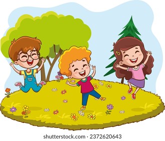 Vector Illustration Of Cartoon Children