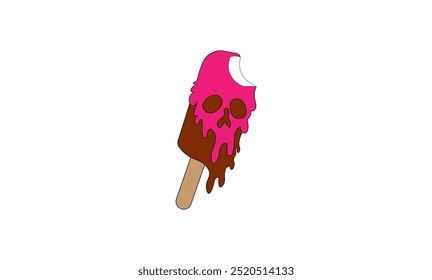 Vector illustration of cartoon chocolate ice cream with pink cream