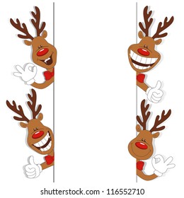 Vector illustration of cartoon Christmas deer and place for text