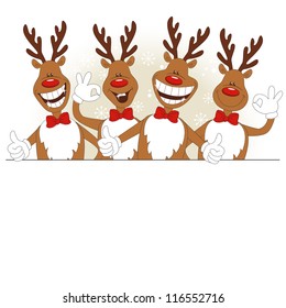 Vector illustration of cartoon Christmas deer and place for text