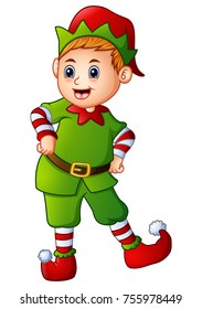 Vector illustration of Cartoon christmas elf posing