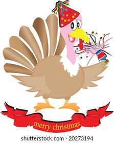 vector illustration of a cartoon christmas turkey