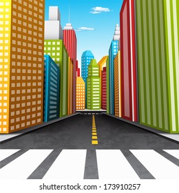 Vector illustration of cartoon city. 