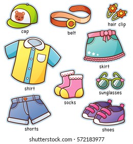 Vector illustration of Cartoon Clothes vocabulary