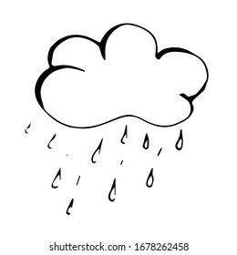 vector illustration cartoon cloud  children coloring  autumn raindrops  black white outline 