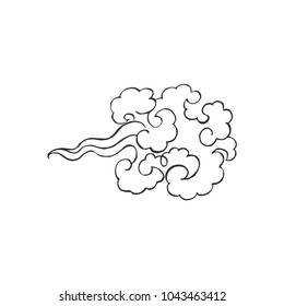 vector illustration of a cartoon cloud that blows wind