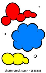 Vector illustration of cartoon clouds. All objects and details are isolated. Colors and white background color are easy to adjust/customize.