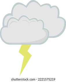 Vector illustration of cartoon clouds with a thunder or lightning