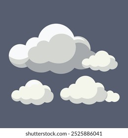 Ilustración vectorial de nubes de dibujos animados para temas de Clima y Naturaleza.