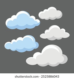 Ilustración vectorial de nubes de dibujos animados para temas de Clima y Naturaleza.