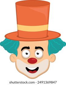 Cara de payaso de dibujos animados de Ilustración vectorial con una expresión feliz y amistosa