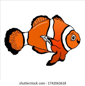 Vector illustration of cartoon clown fish