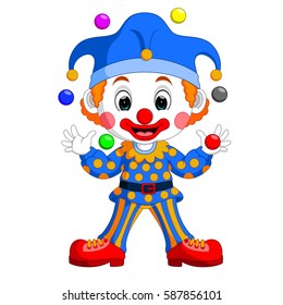 vector illustration of Cartoon clown playing balls