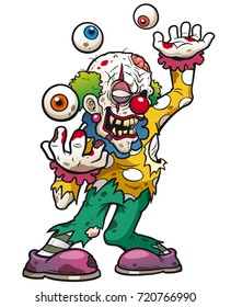 Vector illustration of Cartoon clown zombie