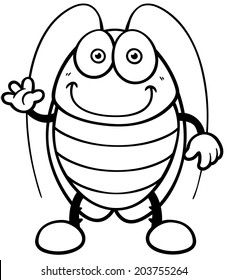 Vector illustration of cartoon cockroach - Coloring book
