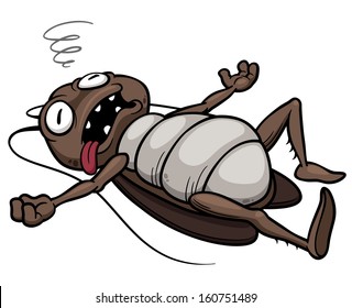 Vector illustration of cartoon cockroach dead