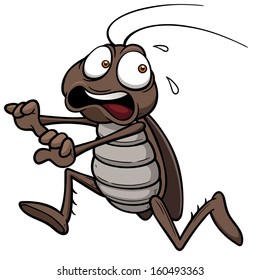 Vector illustration of cartoon cockroach running