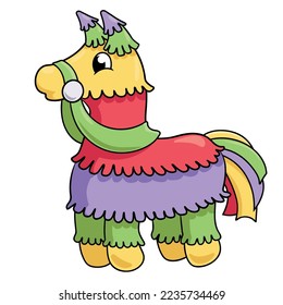 Vector illustration of a cartoon colorful pinata on white background