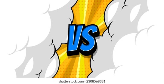 Vector illustration. Cartoon comic background. Fight versus. Comics book colorful competition poster with halftone elements. Retro Pop Art style