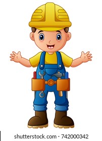Vector illustration of Cartoon construction worker 