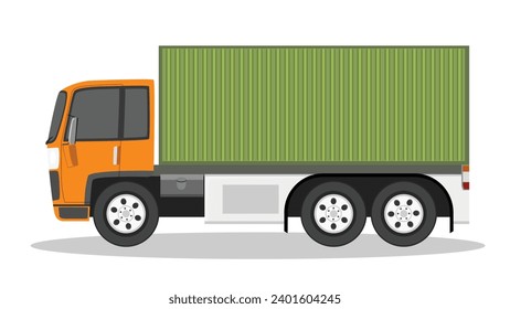 Vector or Illustration of cartoon container truck car. on isolated white background.