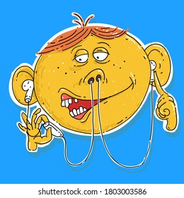 Vector Illustration Cartoon Conversation on the Headset