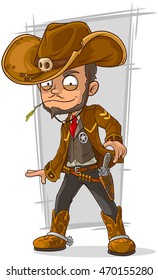 A vector illustration of cartoon cool cowboy in leather jacket