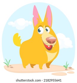 Vector illustration. Cartoon Corgi.  Cute dog breed Welsh Corgi Pembroke cartoon. Flat style.