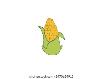 Vector illustration of cartoon corn on white background