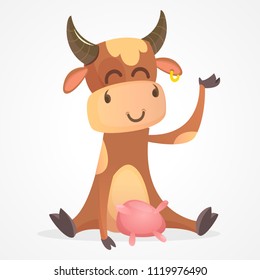 Vector illustration of Cartoon Cow