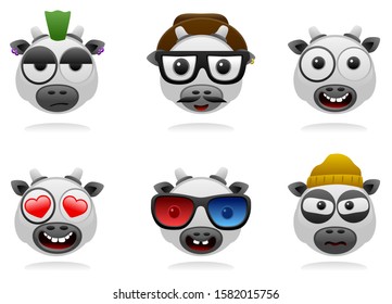 vector illustration of cartoon cow characters series 1