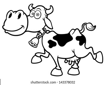 Vector illustration of Cartoon Cow - Coloring book