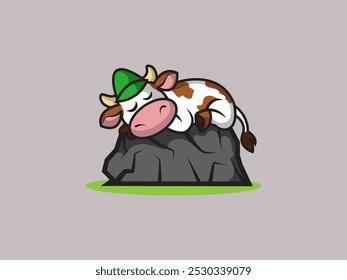 Ilustración vectorial de vaca de dibujos animados durmiendo