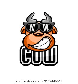 Vector Illustration Of Cartoon Cow With Sunglasses