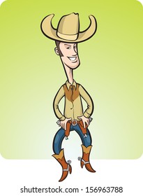 Vector illustration of cartoon cowboy. Easy-edit layered vector EPS10 file scalable to any size without quality loss. High resolution raster JPG file is included.
