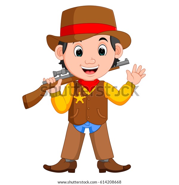 Vector Illustration Cartoon Cowboy Gun Stock Vector (Royalty Free ...