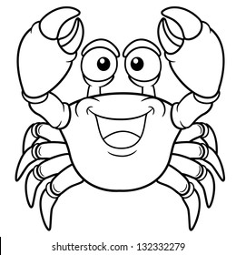 Vector illustration of Cartoon crab - Coloring book