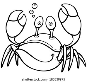 Vector illustration of Cartoon crab - Coloring book