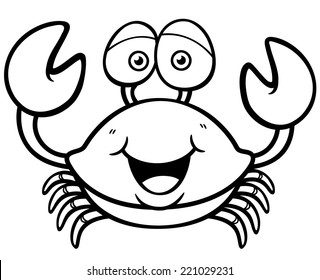 Vector illustration of Cartoon crab - Coloring book