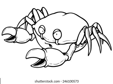 Vector illustration of Cartoon crab - Coloring book