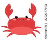 Vector illustration of cartoon crab. Cute and beautiful hand drawn crab. Sea animal vector illustration.