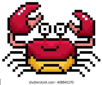 Vector illustration of Cartoon Crab - Pixel design