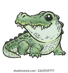 Vector illustration of Cartoon crocodile,  alligator